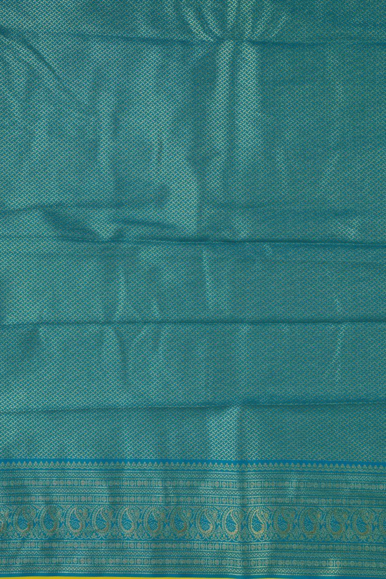 Sunflower Yellow Soft Silk Saree with Gold Zari Stripes view 2