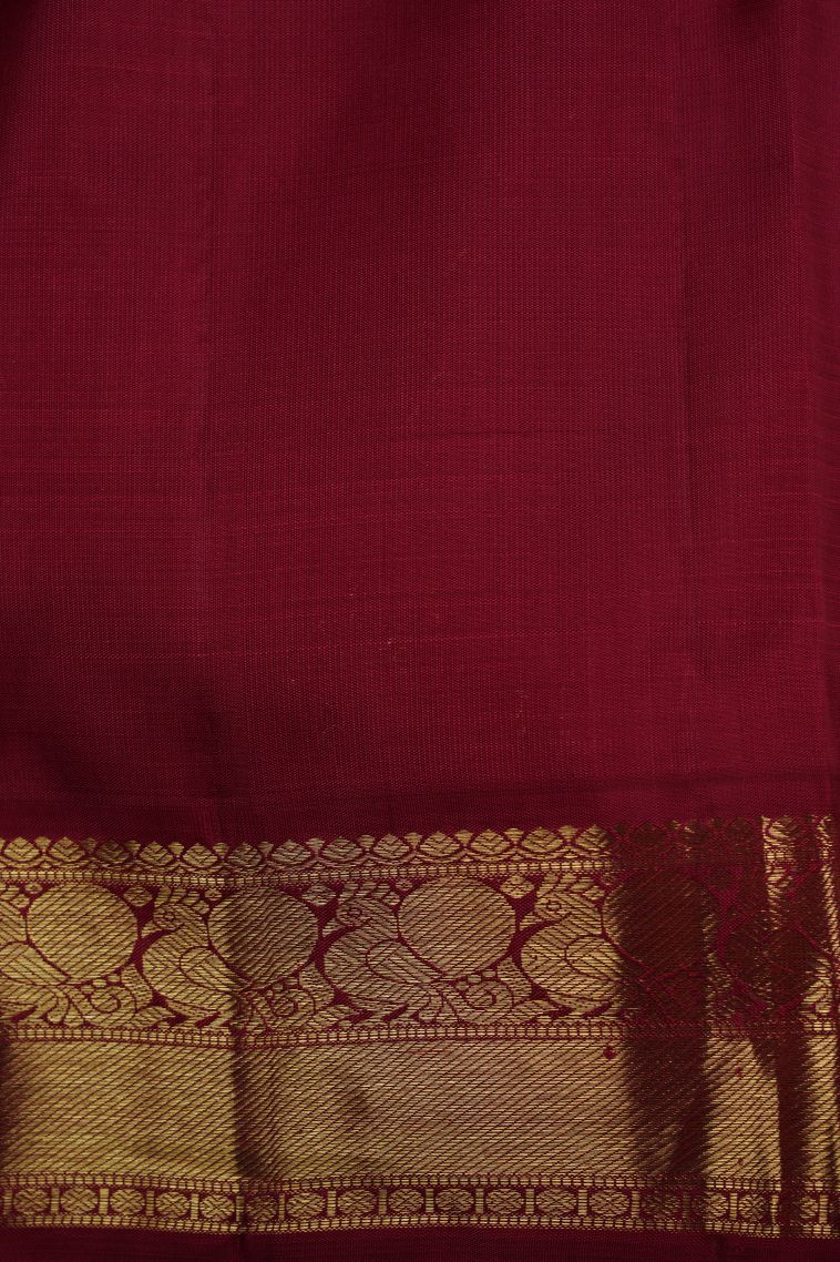 Beige Kanchipuram Silk Sarees with Gold Zari Plain view 3