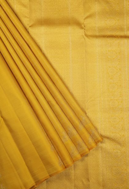 Yellow Kanchipuram Silk Sarees with Gold Zari Stripes
