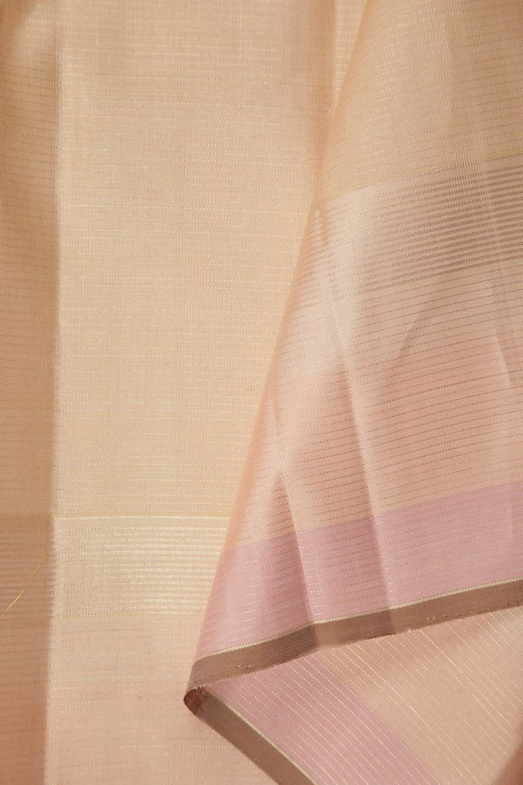 Pink Kanchipuram Silk Sarees with Gold Zari Checks view 3