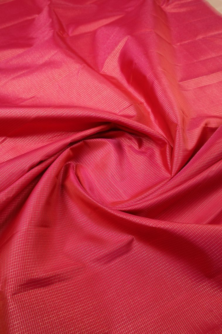 Pink Kanchipuram Silk Sarees with Gold Zari Checks view 4