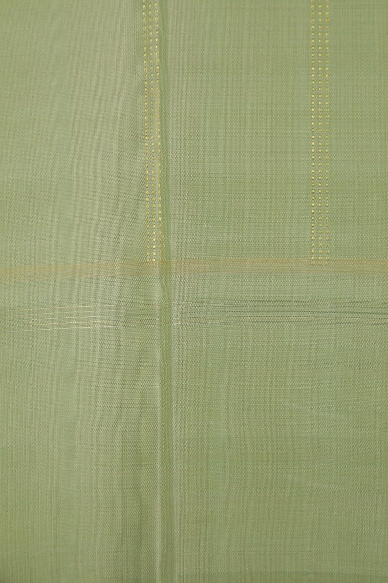 Green Kanchipuram Silk Sarees with Gold And Silver Zari Stripes view 3
