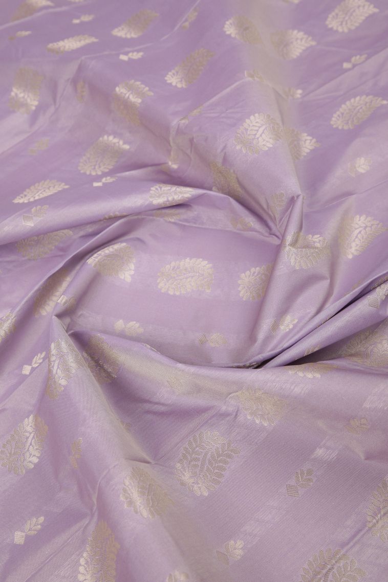 Purple Visiri Madippu Silk Sarees with Silver Zari Buttis (small Dots Or Motifs) view 4