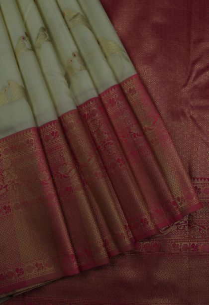 White Soft Silk Saree with Gold Zari Buttis (small Dots Or Motifs)