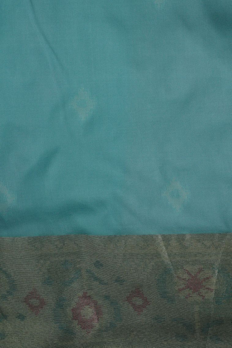 Blue Soft Silk Saree with Without Zari Zari Geometric Shapes view 3