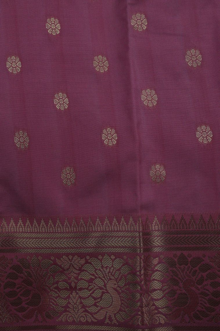 Blue Soft Silk Saree with Gold Zari Buttis (small Dots Or Motifs) view 3