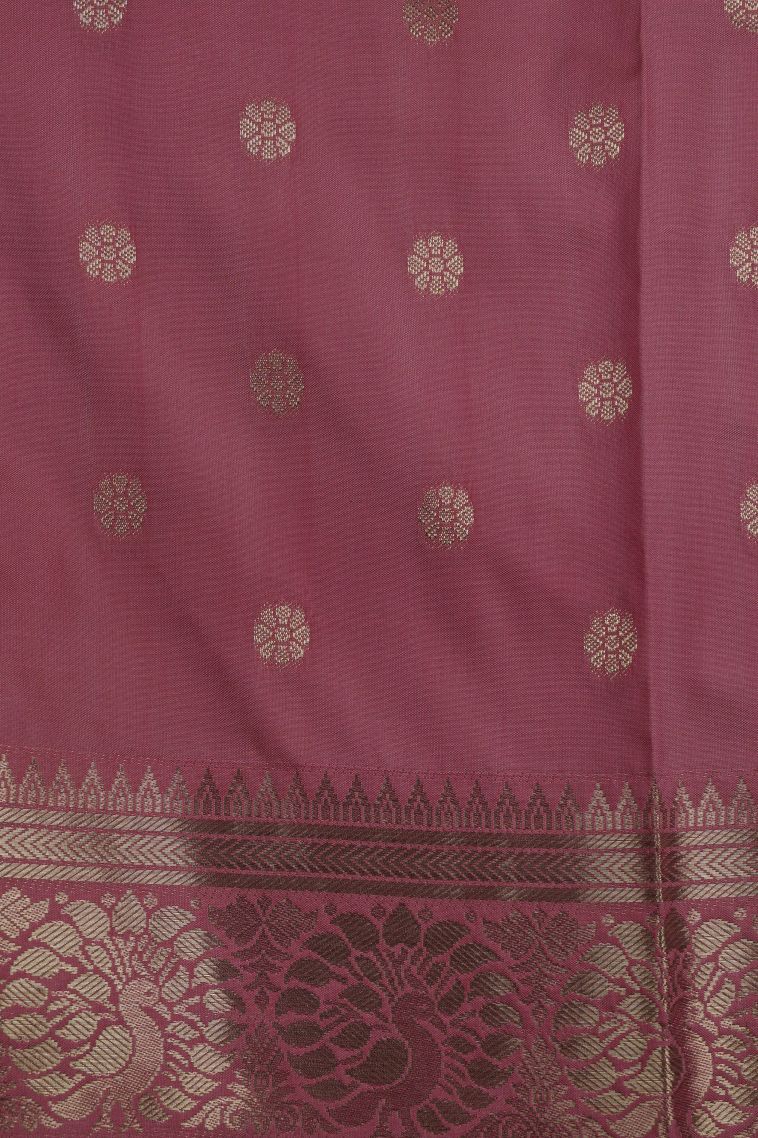 Green Soft Silk Saree with Gold Zari Buttis (small Dots Or Motifs) view 3