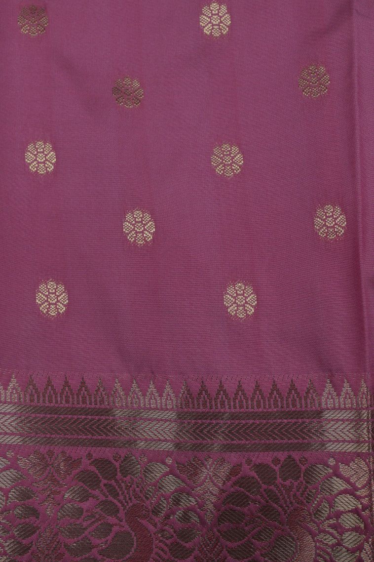 Blue Soft Silk Saree with Gold Zari Buttis (small Dots Or Motifs) view 3