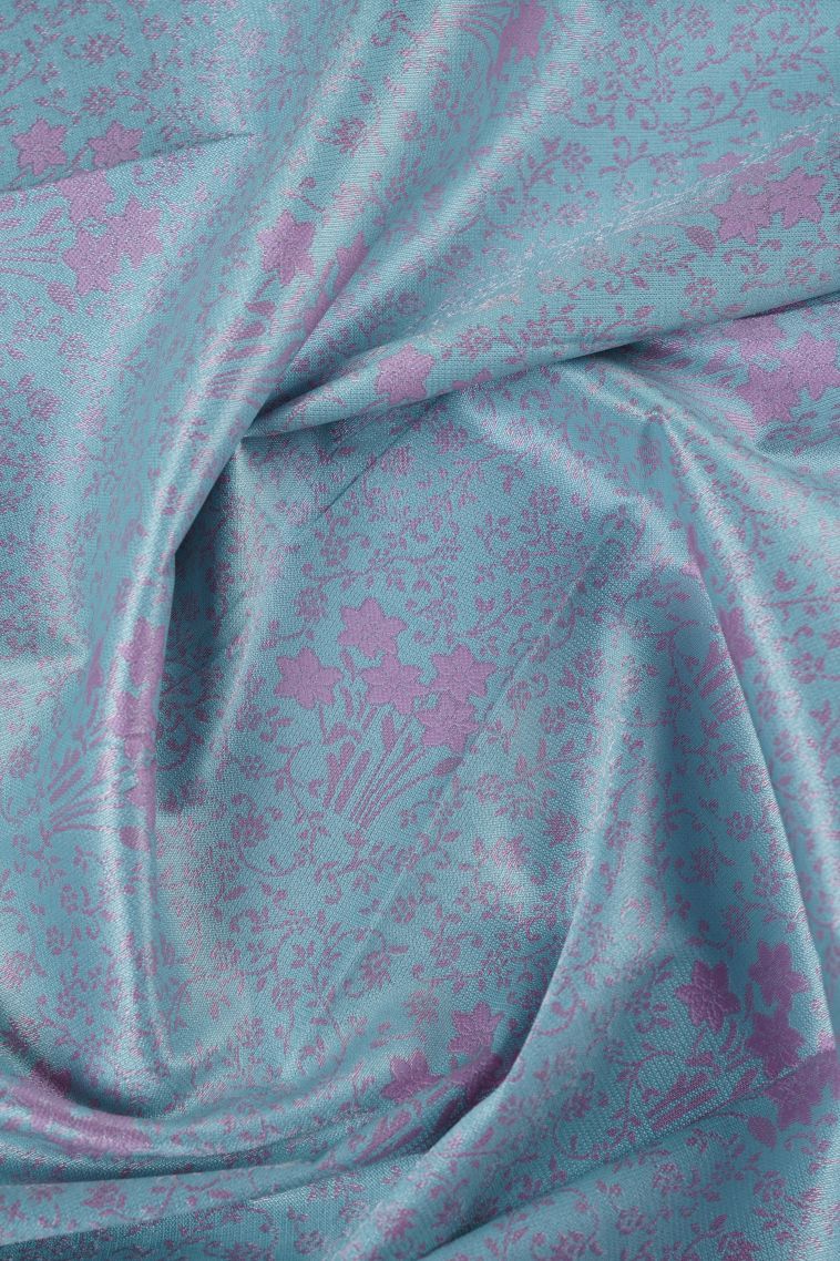 Stone Blue Visiri Madippu Silk Sarees with Silver Zari Buttis (small Dots Or Motifs) view 4