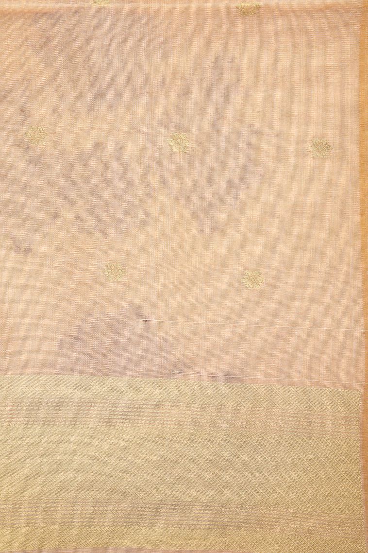 Tan Pink Tussar Saree with Gold Zari Buttis (small Dots Or Motifs) view 3