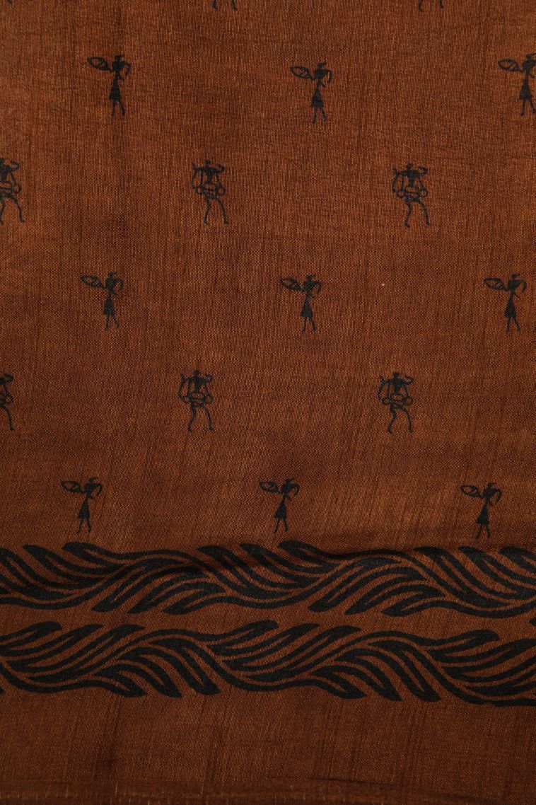 Cotton White Tussar Saree with Without Zari Zari Floral Patterns view 3