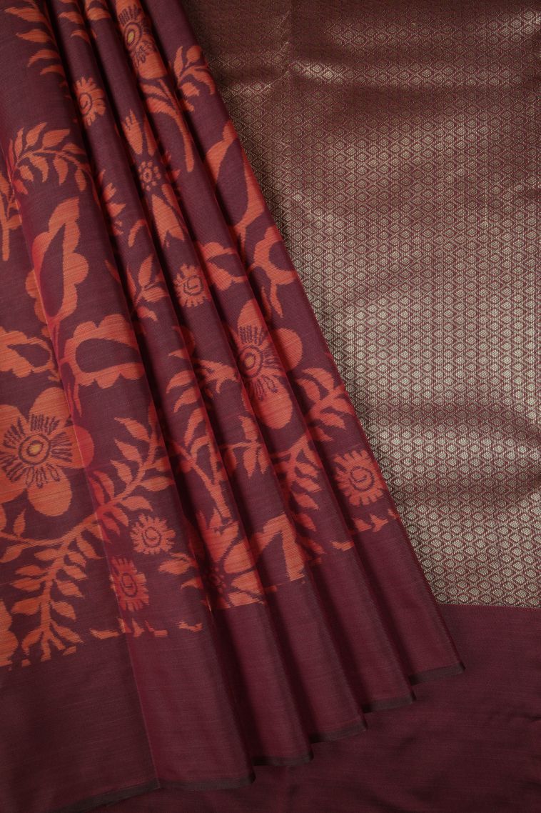 Bosenberry Purple Soft Silk Sarees with Without Zari Zari Floral Patterns view 1