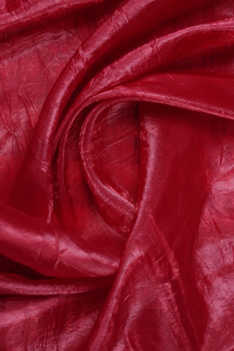 Punch Pink Organza Saree with Without Zari Zari Floral Patterns view 4