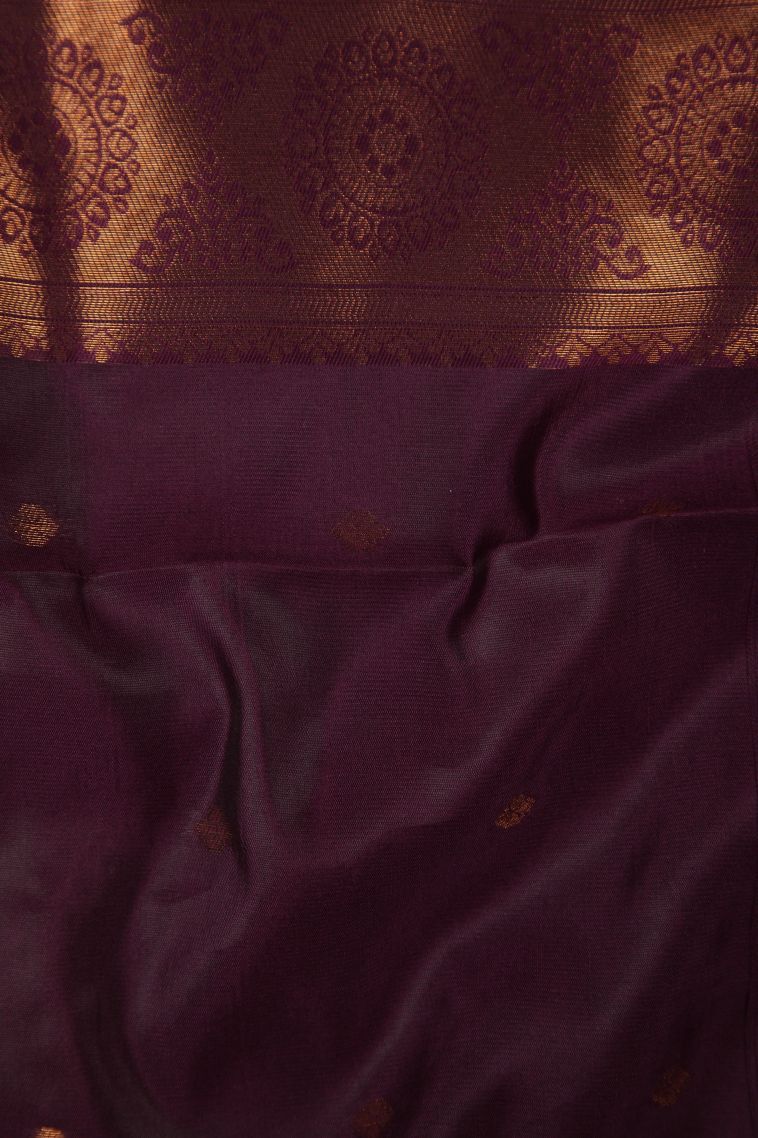 Flamingo Pink Apoorva Silk Sarees with Copper Zari Buttis (small Dots Or Motifs) view 3