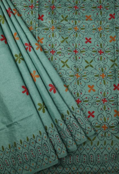 Sapphire Blue Tussar Silk Saree with Without Zari Zari Buttis (small Dots Or Motifs)