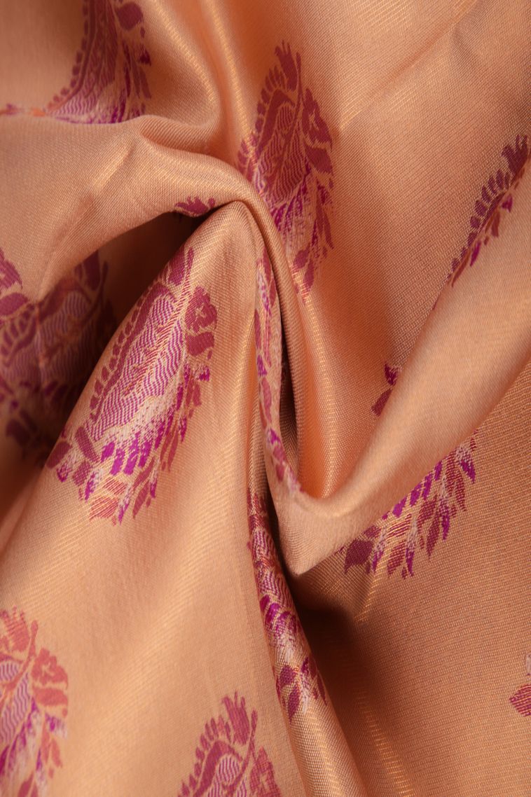 Ballet Pink Apoorva Silk Sarees with Copper Zari Buttis (small Dots Or Motifs) view 4