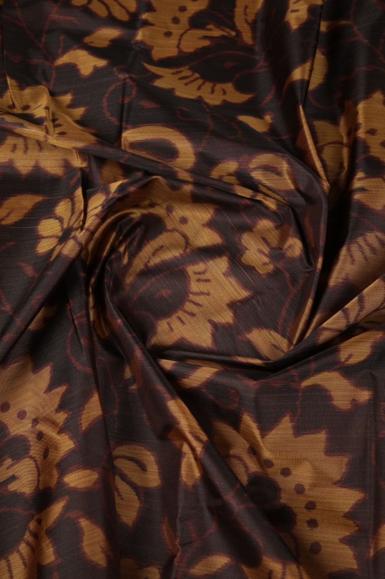Caramel Brown Soft Silk Sarees with Without Zari Zari Floral Patterns view 4