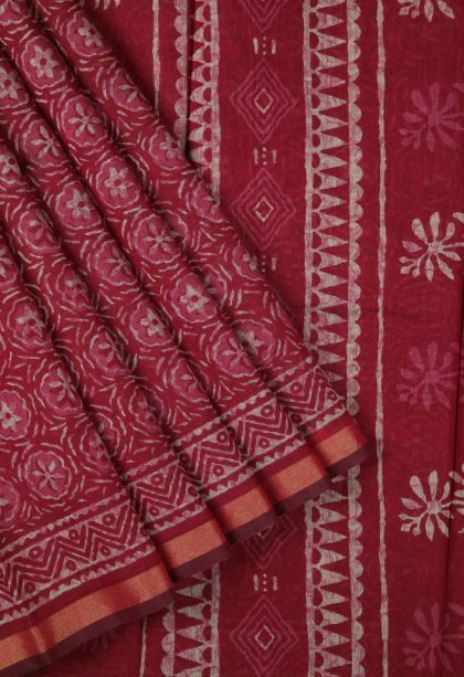 Magenta  Pink Chanderi Cotton Sarees with Without Zari Zari Buttis (small Dots Or Motifs)