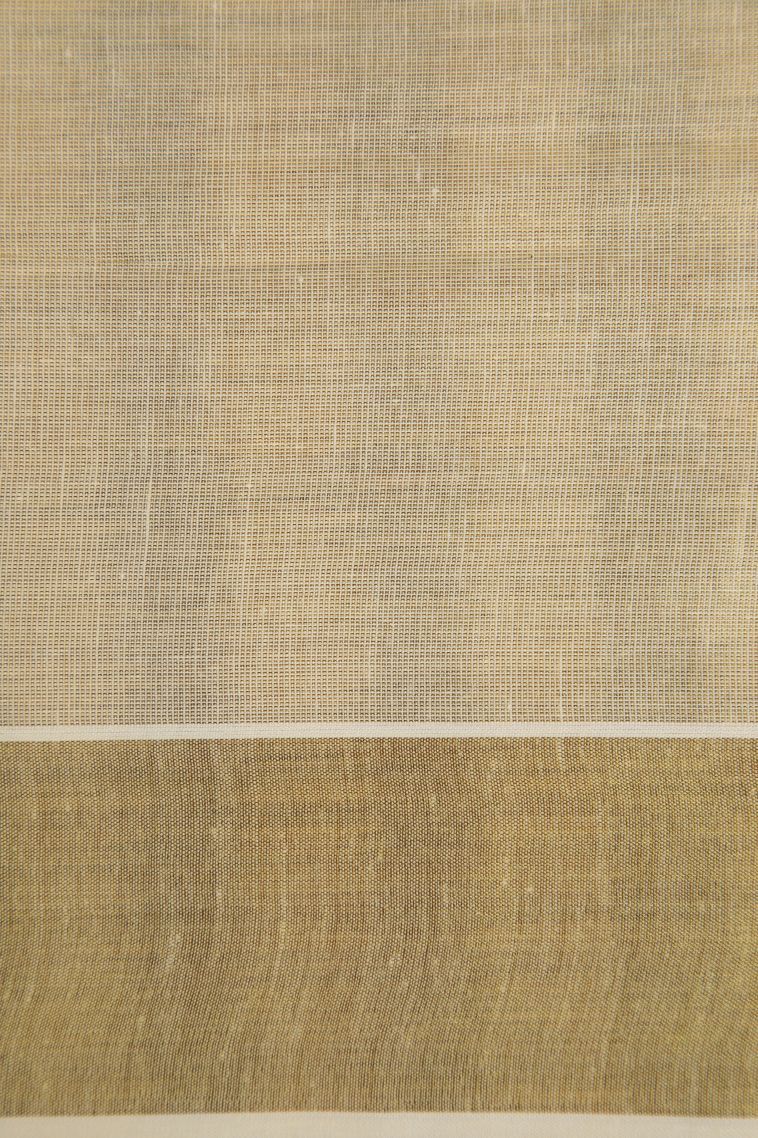 Cream White Silk Cotton with Gold Zari Buttis (small Dots Or Motifs) view 3