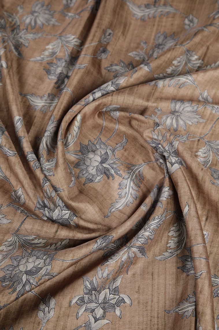 Tortilla Brown Tussar Saree with Without Zari Zari Floral Patterns view 4