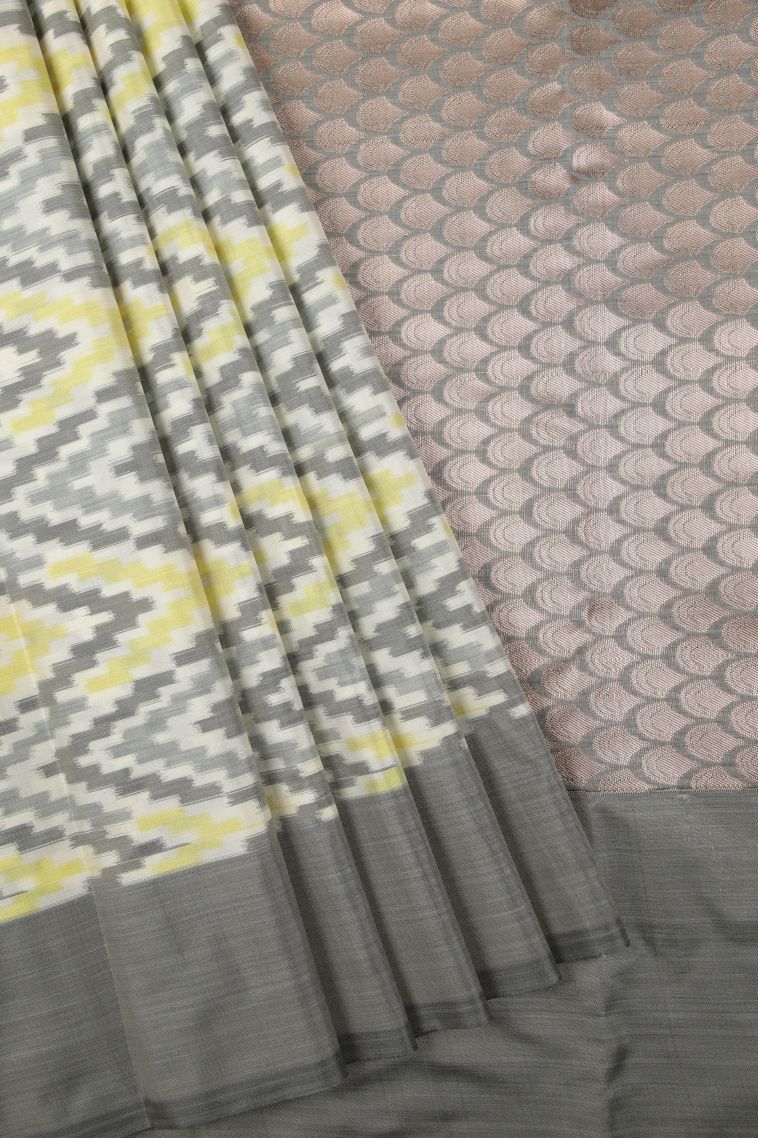 Charcoal Black Soft Silk Sarees with Without Zari Zari Geometric Shapes view 1