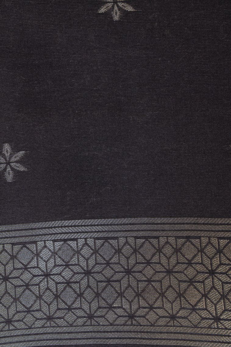 Juniper Green Tussar Saree with Without Zari Zari Floral Patterns view 3