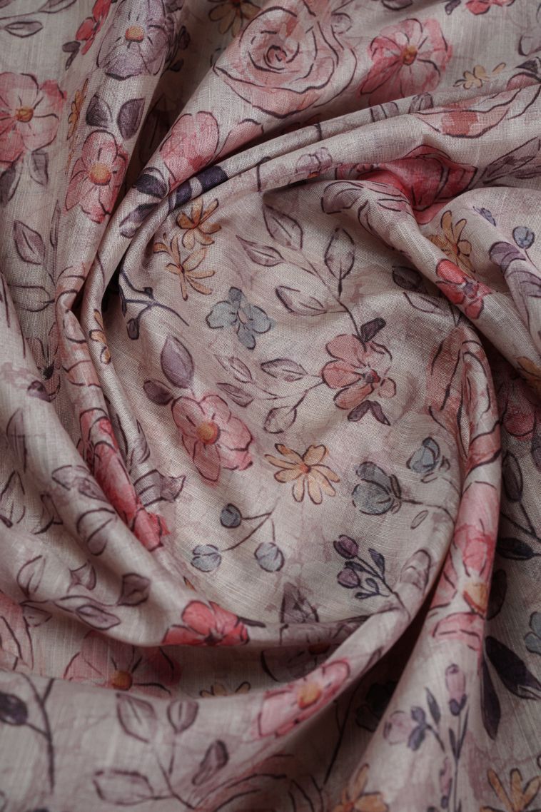 Tan Pink Art Silk with Without Zari Zari Floral Patterns view 4