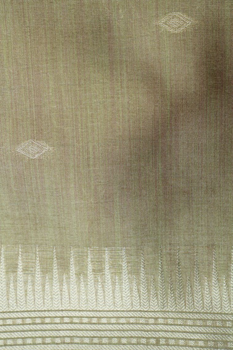 Sage Green Tussar Saree with Without Zari Zari Floral Patterns view 3