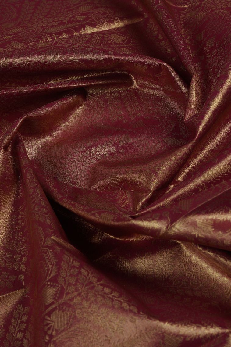Red Visiri Madippu Silk Sarees with Gold Zari Floral Patterns view 4