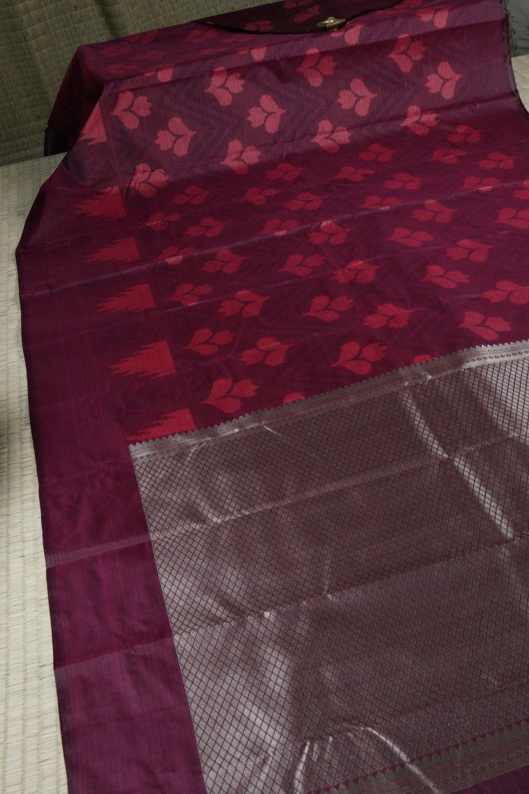 Bosenberry Purple Soft Silk Sarees with Without Zari Zari Floral Patterns view 2