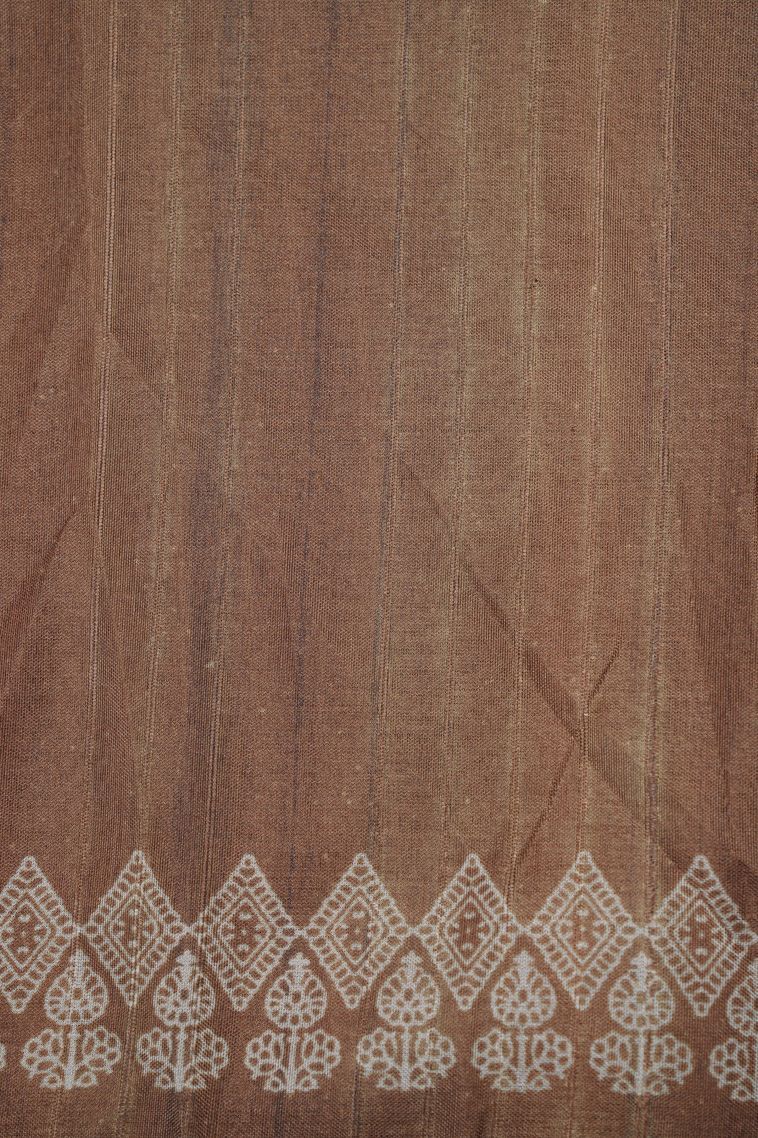 Tawny Brown Tussar Saree with Without Zari Zari Floral Patterns view 3