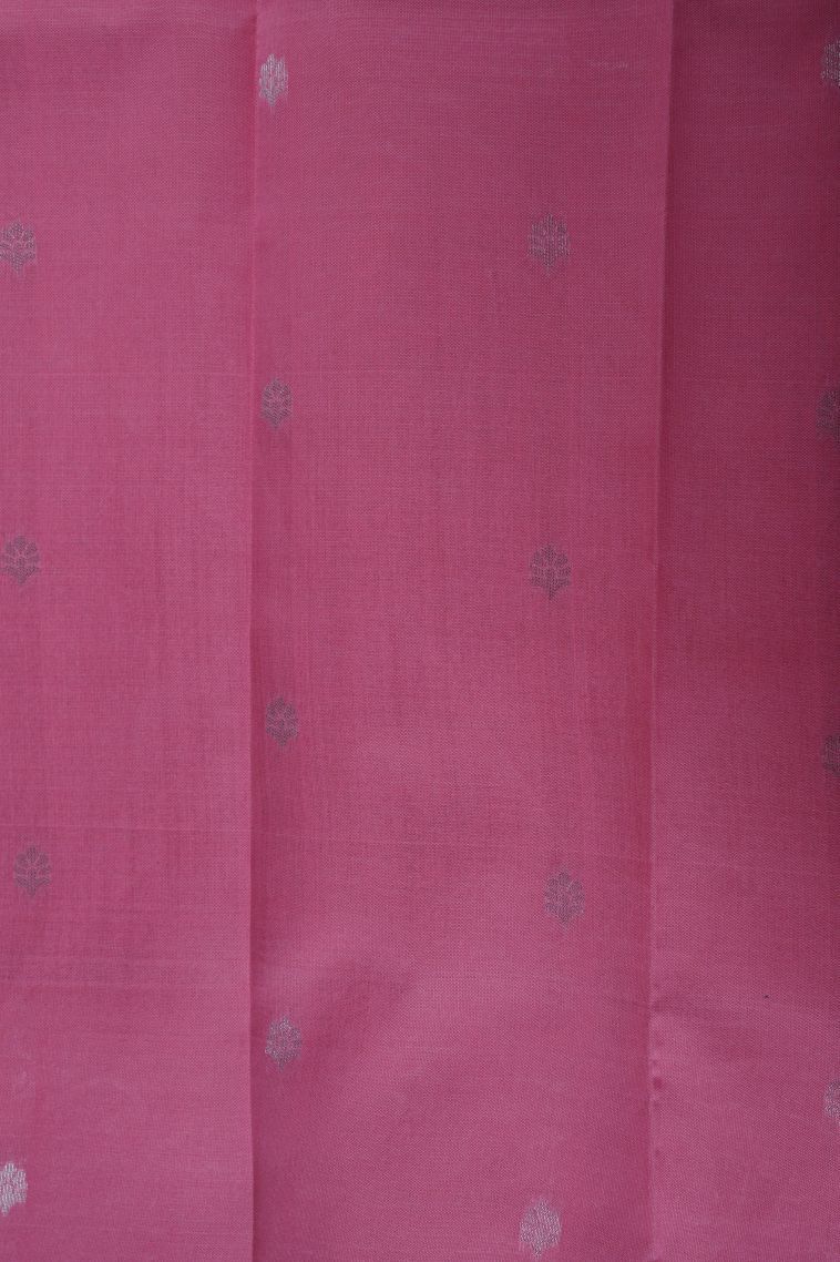 Lavender Purple Visiri Madippu Silk Sarees with Silver Zari Buttis (small Dots Or Motifs) view 3