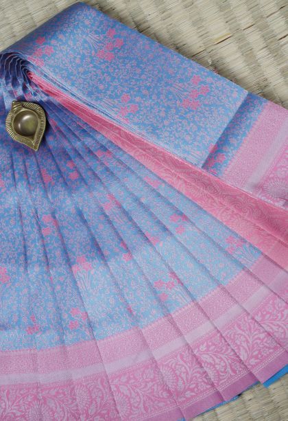 Lavender Purple Visiri Madippu Silk Sarees with Silver Zari Buttis (small Dots Or Motifs)