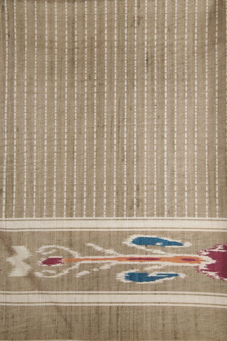 Ocean Blue Tussar Saree with Gold Zari Plain view 3