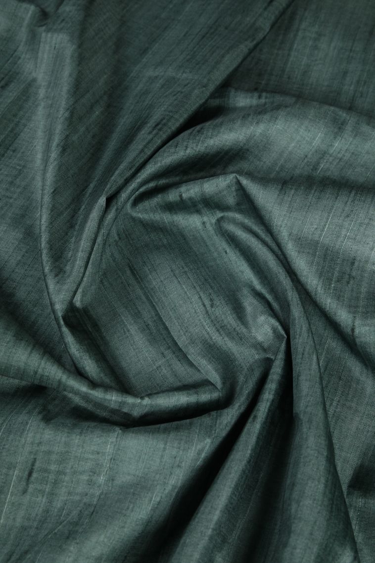 Ocean Blue Tussar Saree with Gold Zari Plain view 4