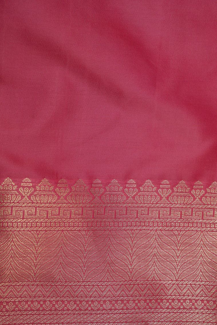 Strawberry Pink Soft Silk Saree with Gold Zari Buttis (small Dots Or Motifs) view 3