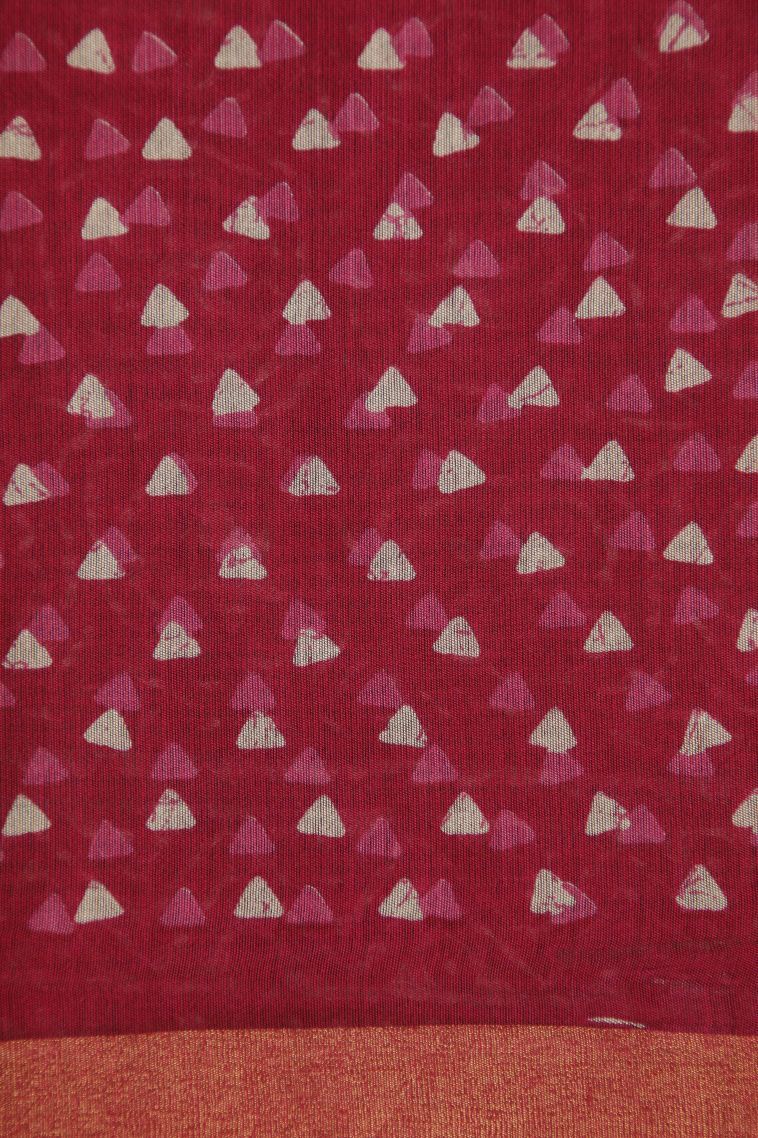 Punch Pink Chanderi Cotton Sarees with Without Zari Zari Floral Patterns view 3