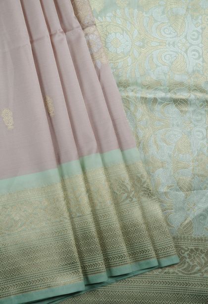 Crepe Pink Soft Silk Saree with Gold Zari Buttis (small Dots Or Motifs)