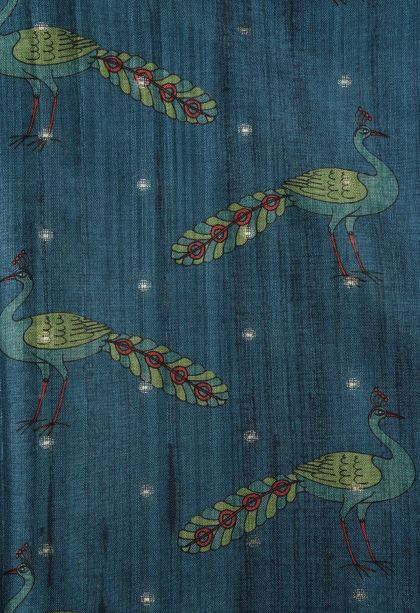 Ocean Blue Tussar Saree with Without Zari Zari Floral Patterns