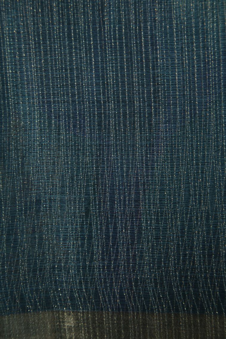 Blue Tussar Silk Saree with Without Zari Zari Floral Patterns view 3