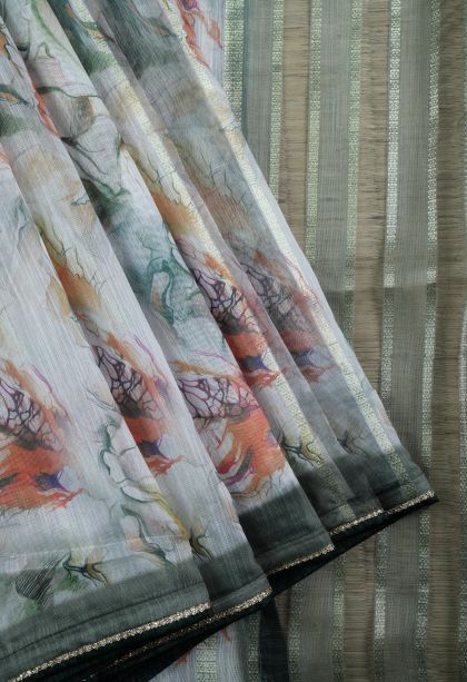 Pine Green Art Silk with Without Zari Zari Floral Patterns