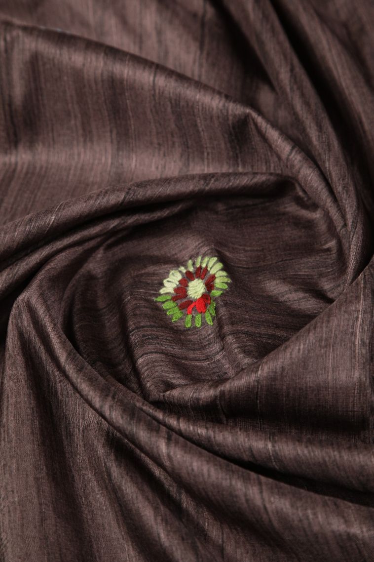 Tawny Brown Jute Sarees with Without Zari Zari Buttis (small Dots Or Motifs) view 4