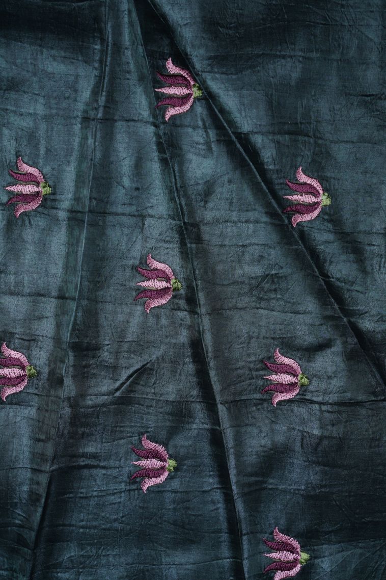 Charleston Black Organza Saree with Without Zari Zari Buttis (small Dots Or Motifs) view 3