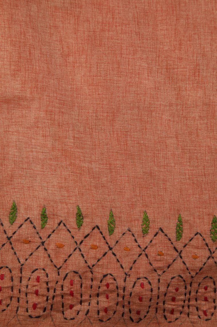 Peach Pink Tussar Silk Saree with Without Zari Zari Buttis (small Dots Or Motifs) view 3