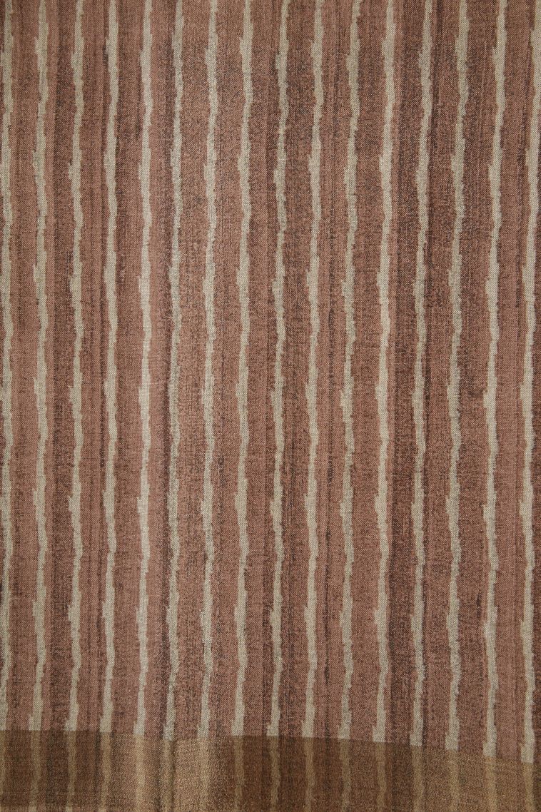 Peanut Brown Tussar Saree with Without Zari Zari Plain view 3