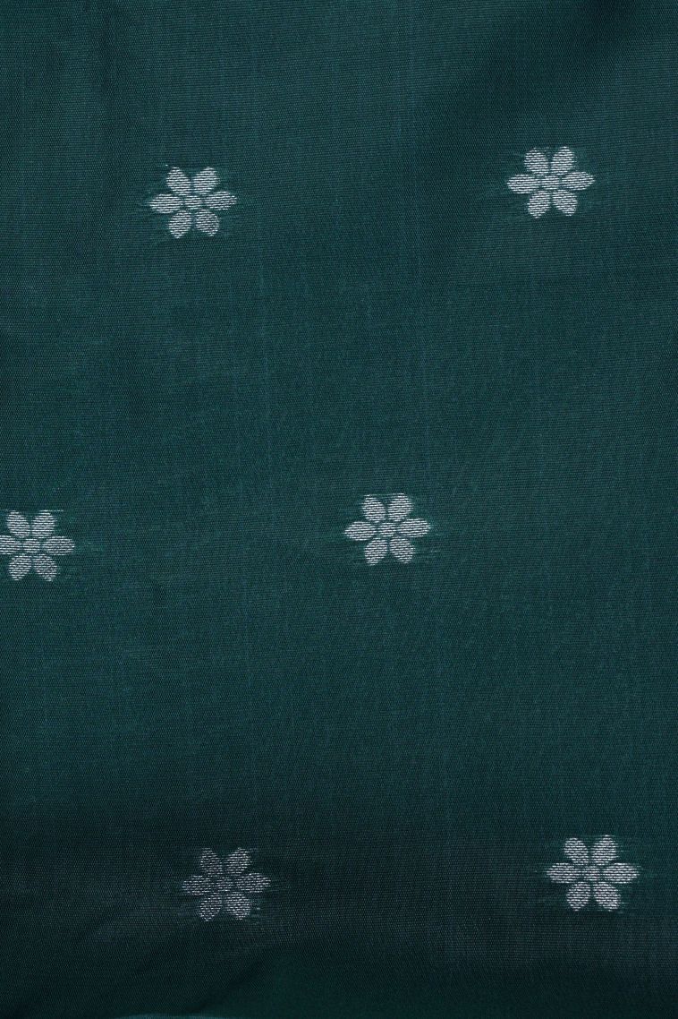 Pistachio Green Apoorva Silk Sarees with Silver Zari Floral Patterns view 3