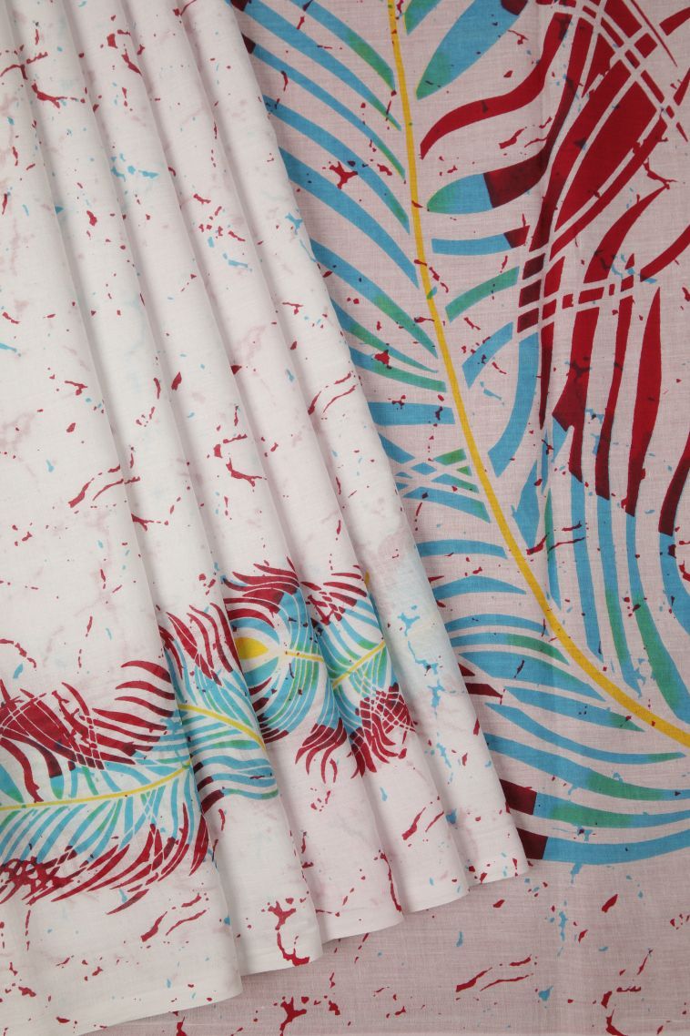 Cotton White Cotton Sarees with Without Zari Zari Floral Patterns view 1