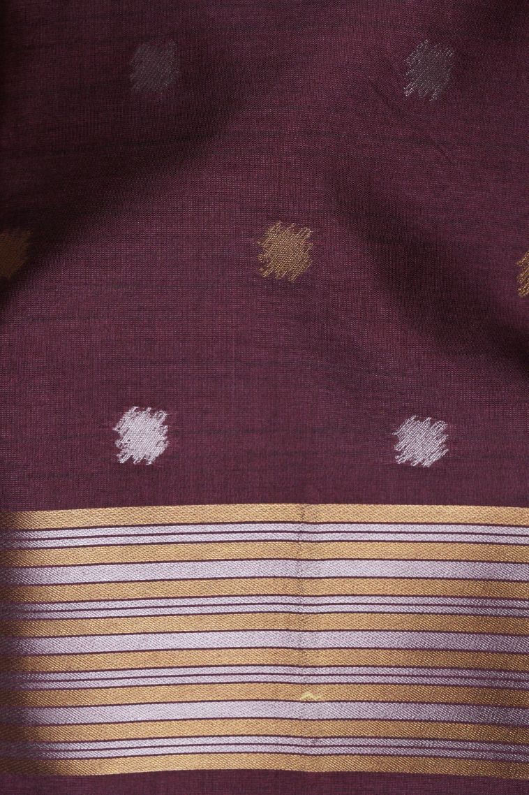 Grape Purple Tussar Saree with Without Zari Zari Buttis (small Dots Or Motifs) view 3