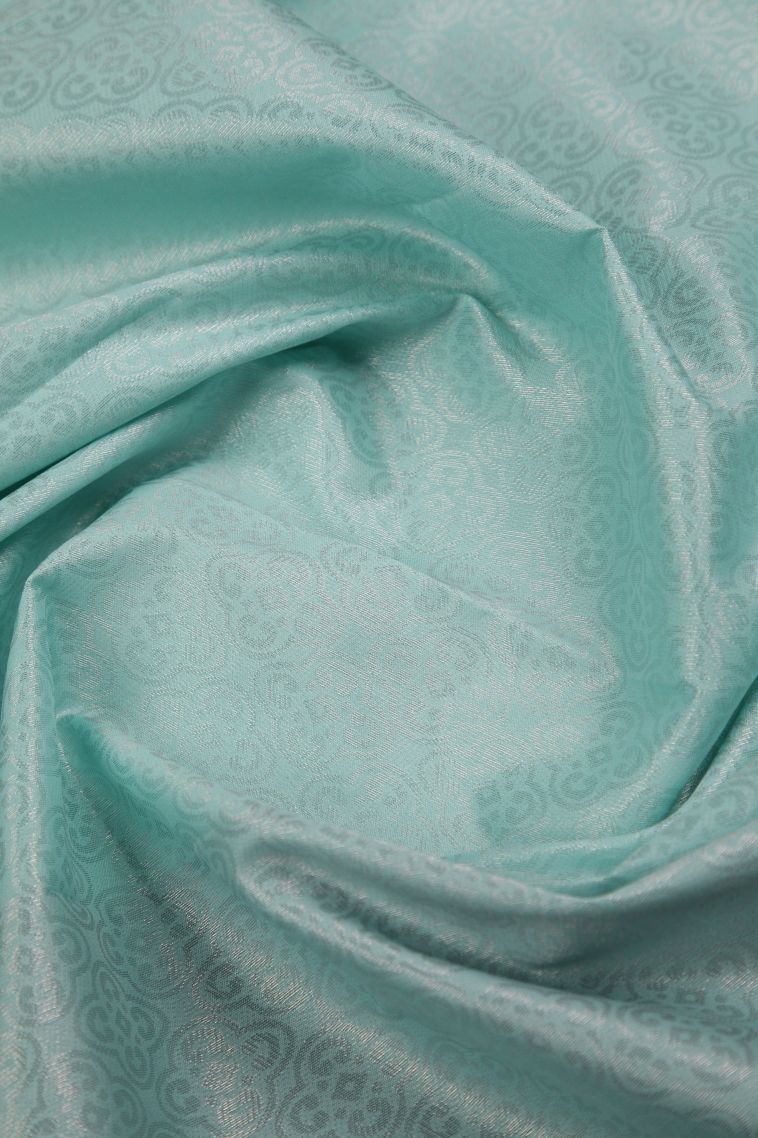 Sky Blue Visiri Madippu Silk Sarees with Silver Zari Floral Patterns view 4