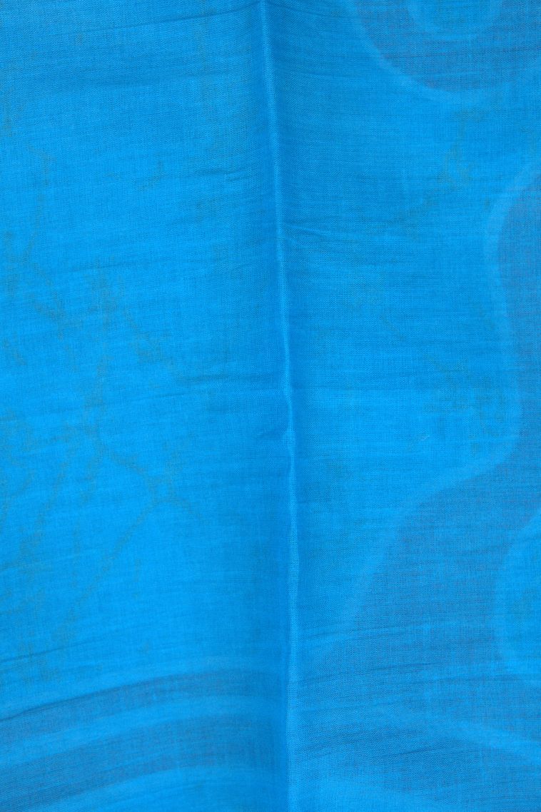 Cobalt Blue Cotton Sarees with Without Zari Zari Floral Patterns view 3